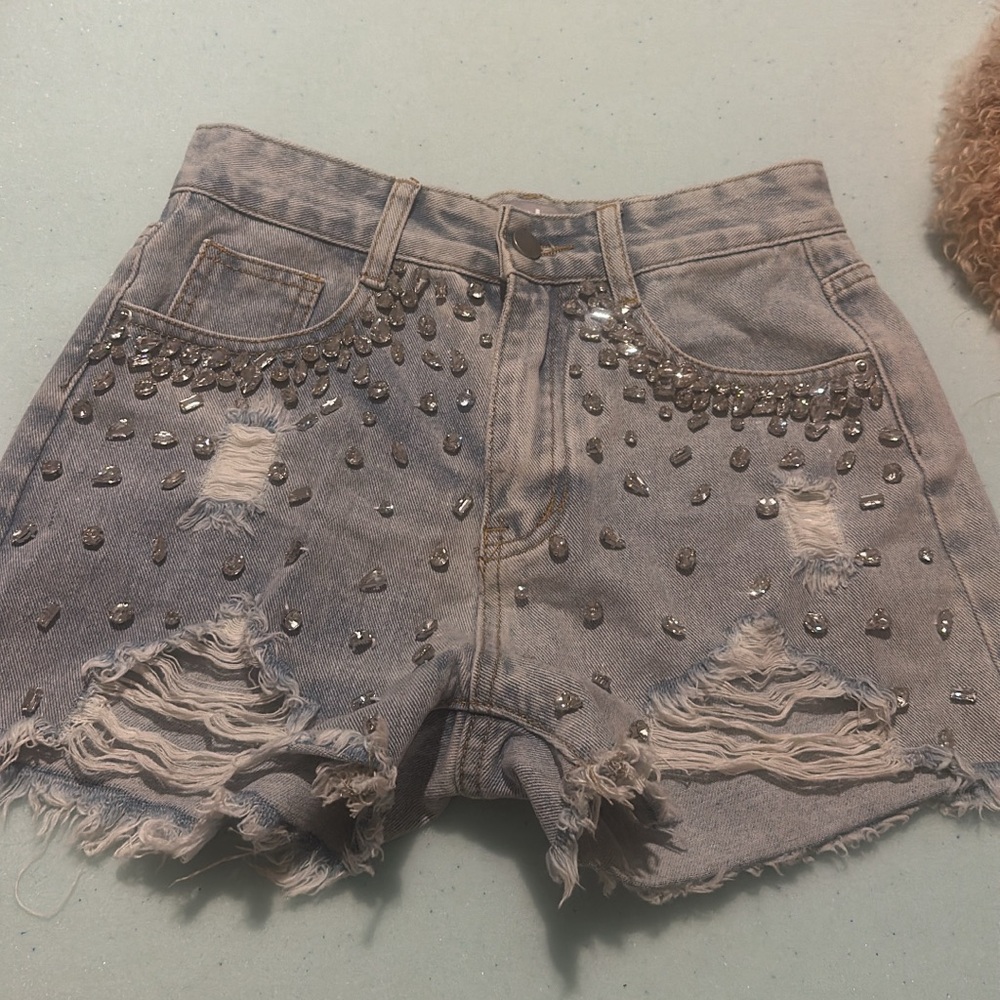 Blue b Rhinestone blue jean shorts